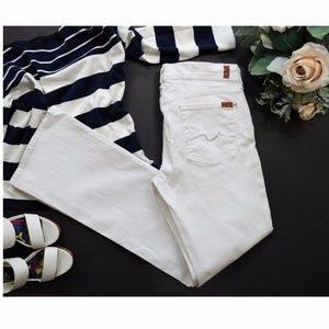 7 For All Mankind White Bootcut Jeans Crystals